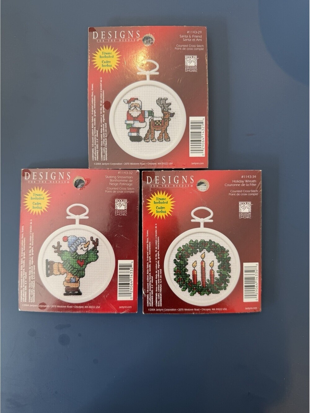 Janlynn 2004 Christmas Candy Crosstitch With Frames Set Of 3